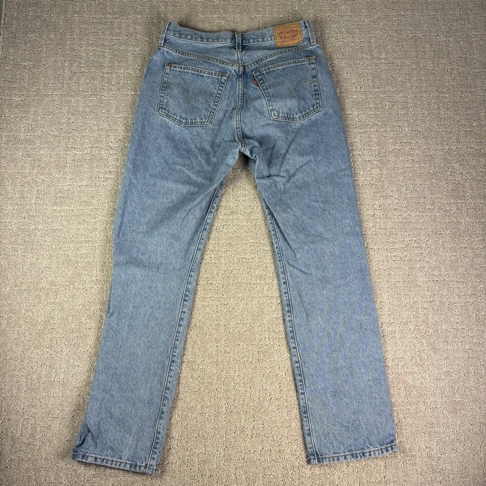 Levis 501 Jeans Mens 28x28 (tag 29x30) Light Wash Blue Straight Stretch Denim